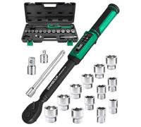 Uharbour Digital Torque Wrench 3/8 Drive, 1.5-99.5 ft-lbs./6.8-135Nm Range, Electric Torque Wrench with Dual Direction Ratchet, ±1% Accuracy with Vibration, Buzzer and LED Alert