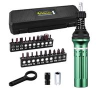 Uharbour Torque Screwdriver 10-60 in.lb, Torque Screwdriver Set with 1/4" Elastic Bit Holder, 1/4" Bit Adapter, Flat, Hex, Torx and Philips Bits, Suitable for Gunsmithing, DIY, Bicycle Maintenance
