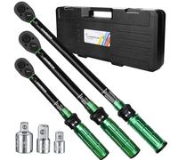 Uharbour Torque Wrench Set 1/4, 3/8, 1/2 Inch, 3-25, 5-60, 20-230 Nm, Torque Wrench Set with 3 Adapters, ±3% Accuracy, 72 Teeth Ratchet for Car, Motorcycle & Bicycle