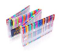 Uhat 100 Pcs Color Gel Ink Pens Set Ink Ballpoint Pens Non-toxic Long Lasting for Adding Sparkle to Your Adult Colouring Books and Art Projects