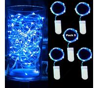 Uhat LED String Lights 5 Pack Battery Operated Fairy String Lights 10LED/20LED/30LED Micro Lights for Party Christmas Indoor Outdoor (Blue, 1M)