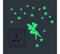 Uhat Light Switch Sticker Cartoon Fairy Elf/Stars Fluorescent Wall Stickers Glow in The Dark Removable Wall Decals Murals for Living Room Bedroom (Style B)