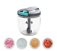 Uhat Manual Food Chopper Large Capacity 900ML Powerful 5-Blade Stainless Vegetable Mixer Blender Pull String to Slice Meat Onions Pesto, Parsley Garlic Nuts Baby Food