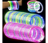 UHBYJM 90 Pcs LED Bracelets,6 Color Light Up Bracelets,LED Glow Bracelets,Glow in the Dark Party Supplies Glow Sticks Bracelets for Adults,Light Up Party Favors for Concerts Birthday Carnival