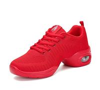 Uhclrr Sports Dance Shoes Featured Women's Soft Outsole Breathable Women's Training Shoes Modern Dance Jazz Shoes Sports Shoes(39 EU, Red)