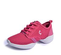 Uhclrr Women's Dance Shoes Soft Outsole Woman Mesh Breathable Jazz Hip Hop Sports Sneakers Ladies Girl's Modern Jazz Dancing Shoes(39EU, Rose)