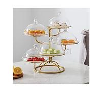 UHCPVHQQQ Fruit Basket Bowl Creative Fruit Stand Multi Layers with Cover Snack Rack Cake Tray for Living Room Round Base Bracket Metal Fruit Shelf Decorative for Table Tray