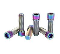 UHDFBDHF 6Pcs Titanium M8 x 25mm Ti Bolt with Washer for Bicycle Stem (Rainbow)