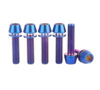 UHDFBDHF 6PCS Titanium Screw Internal Hex M5x16mm 18mm 20mm Tapered Head Bolt with Washer for Bicycle Stem (Burnt Blue, M5x20mm)