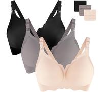 UHdod Nursing Bras for Breastfeeding, Maternity Bra for Pregnancy, Breastfeeding Bras for Women Maternity Bras for Women, Black + Nude + Grey, XL