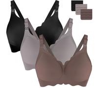 UHdod Nursing Bras for Breastfeeding, Maternity Bra for Pregnancy, Breastfeeding Bras for Women Maternity Bras for Women, Black + Grey + Brown, L