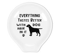 Uhealik Ceramic Coffee Spoon Rest - Labrador Dog Hair Pattern - Black/White - CH Model