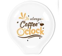 Uhealik Funny Coffee Quote It's Always Coffee O'clock Ceramic Coffee Spoon Holder-Coffee Spoon Rest -Coffee Station Decor Coffee Bar Accessories-Coffee Lovers Gifts for Women and Men