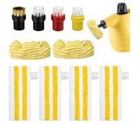 UHETLET 10-Piece Set Universal Floor Cloth Set Kärcher Steam Cleaner Accessories Flexible Hand Nozzle Set Round Brush Set Round Brush Floor Cloths Floor Nozzle Compatible with Easyfix Kärcher SC1 SC2
