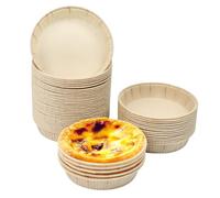 UHETLET 50 Pieces Mini Paper Cake Moulds 10.5cm Paper Cake Moulds Baking Round Moulds Car ta for Cakes, Mini Cake Moulds for Mousse and Desserts