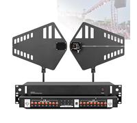 UHF Antenna Distribution Wireless Microphone Signal Amplifier with 2 Active Directional Antenna Paddles for Singing KTV Party 8-Way