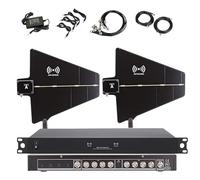 UHF Antenna Power Distribution System - Wireless Microphone Signal Amplifier with 2 Active Directional Antenna Paddles and 8 Input/Output Ports, 450-950MHz Frequency Range