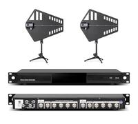 UHF Antenna Power Distribution System - Wireless Microphone Signal Amplifier with 2 Active Directional Antenna Paddles, 400-950MHz Frequency Range, Enhanced Audio Transmission
