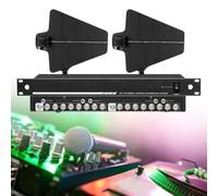 UHF Antenna Power Distribution System with 2 Active Directional Antenna Paddles, 8/16 Ports, 450-950MHz Range for Wireless Microphone Signal Amplification