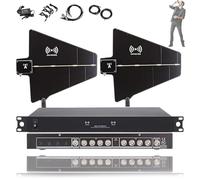 UHF Antenna Power Distribution System with Microphone Signal Amplifier, 2 Antenna Paddles, 8/16 Input/Output Ports for Stage Performance and Live Shows
