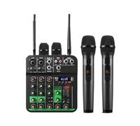 UHF DJ Console Audio Mixer With SoundCard Wireless Microphone 5V Bluetooth 5.0 For Karaoke Live Streaming Performance