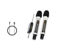 UHF Dual Channel Metal Cordless Handheld Microphone System Echo Wireless 60m For Karaoke Wedding Party Church Clear Sound Pick Up