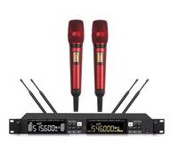 UHF Professional Wireless Microphone System with Dual Handheld SKM 9000 Mics Red，Ideal for Church, Theatre, Stage Performance