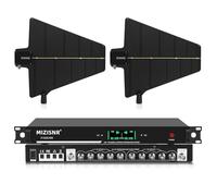 UHF Wireless Antenna Distribution Combiner System, 10 Channels Active Directional Receiver w/ 8 Outputs + 2 Cascade Ports, Mic Signal Amplifier with Paddle for Stages, Live Shows - 984ft Long Coverage