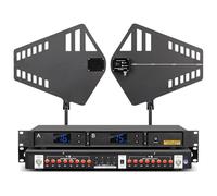 UHF Wireless Antenna Distribution System, 16 Channel Active with Directional Antenna, Adjustable Gain, 12V Power Supply for Professional Stage and Wedding Events