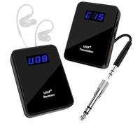 UHF Wireless in Ear Monitor System, Low Latency with Wireless Transmitter Receiver Clip On, One to More, Auto-Pairing for Live Broadcast, Studio, Band Rehearsal
