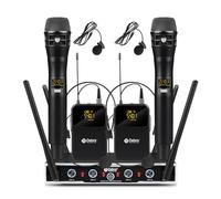 UHF Wireless Mic System, Bodypack Transmitter, Headset, Lavalier & Hand Mics, 4x16 Adjustable Channels, Perfect for Meetings, Church, Speeches