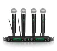 UHF Wireless Microphone System, 4-Channel Cordless Mic Set with 4 Metal Handheld Mics, Fixed Frequency, Long Range 400ft, Ideal for Home Karaoke/Meeting/Party/Church/Wedding/Outdoor Events