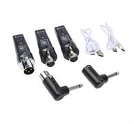 UHF Wireless Microphone System XLR Transmitter Receiver for Dynamic Mics Guitars 30-50m Range Black(One to one)