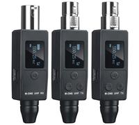 UHF Wireless XLR Mic Transmitter and Receiver, 20-channel 48V powered instrument mic, for Dynamic/Condenser wired microphone, guitar/bass converts into wireless, 50m(164FT)range One to Two play & plug