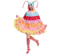 UHFYHH Pinata Halloween Costume for Women,Multicolored Piñata Hooded Cape with socks,Funny Fiesta Outfit for Halloween Party Cosplay (colorful, one size)