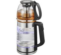 UHGFIMP Turkish Glass Teapot 2 Tier Electric Tea Kettle Glass Samovar Style Self-filtering Tea Kettle Stovetop Water Heater