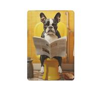 UHHYFVN Boston Terrier on The ToiletWall Decor Art Metal Tin Poster Modern Bar Decorations30x20cm