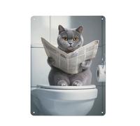 UHHYFVN British Shorthair Wall Art_ Funny Bathroom Decor_ British Shorthair in Toilet_ Cat Art_ British Shorthair Gift_ -1_2Wall Decor Art Metal Tin Poster Modern Bar Decorations40x30cm