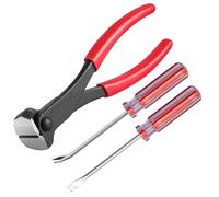 Uhidka 3Pcs Upholstery and Construction Staple Remover Set 7in End Cutting Pliers, 8in Angled and Straight V Tip Nail Puller