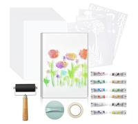 Uhidka 5x7 Gel Printing Plate Kit with Acrylic Paint, Papers& Tools for Mixed Media Art, Card Making - Beginner & Art Class