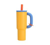 Uhidka Coffee Cup with 40oz Stainless Steel Straw Insulated Ice Cup Thermal Mug Tumbler Large Capacity Yellow