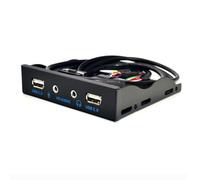 Uhidka Dual USB 2.0 HUB 3.5-Inch Floppy Drive Bay with HD Audio and 3.5mm Earphone Jack Front Panel for Computer PC Black