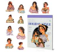 Uhidka People Journal Sticker Book Scrapbook Stickers 18 Sheets Total 90 Pieces for Journaling for Junk Journal Supplies Romantic Time