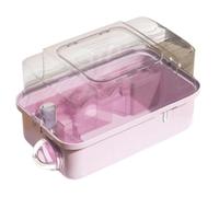 Uhidka Portable Outdoor Bag for Hamster, Small Animal Handbag Breathing Cage Case Handle for Squirrels Basic Set (Pink)
