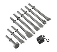 Uhidka Set Heavy Duty 10pcs Pneumatic Air Hammer Chisels, High Carbon Steel Chisels with 0.401" Shank