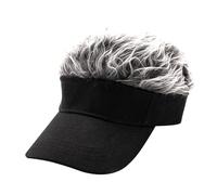 Uhidka Unisex Fashion Wig Caps Concise Sun Visors Street Hip Hop Baseball Cap Fake Hair Casquette Black+Gray 1 PCS