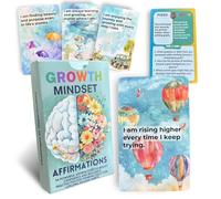 UHillMinerva Growth Mindset Affirmation Cards, 52 Watercolor Illustrated Cards with Fixed vs Growth Comparison, Inspirational Cards for Teens Adults Parents Teachers Personal Development