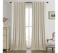 UHITECH 102 Inch Long Curtains for Living Room 2 Panels Set Natural Linen Curtain Blackout for Bedroom Pinch Pleated Thermal Insulated Noise Reducing Modern Farmhouse Light Blocking Drapes