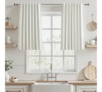 UHITECH 35 Inch Long Blackout Curtains for Living Room 2 Panels Short Black Out Kitchen Curtain for Small Windows Linen Blend Drapes for Bedroom Thermal Room Darkening