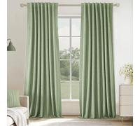 UHITECH Blackout Curtains for Bedroom 84 Inches Long Linen Curtains 2 Panels Set 100% Black Out for Living Room Thermal Drapes (Sage Green, 52W x 84L)